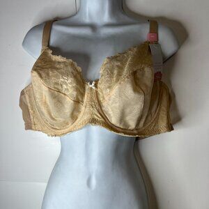 NWT Cacique Lane Bryant Unlined Full Coverage Bra Underwire Beige Lace 46C